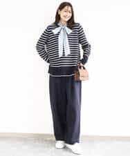 FKFDD13150 MK MICHEL KLEIN(MK ミッシェルクラン) 柄編みボーダーニット ネイビー