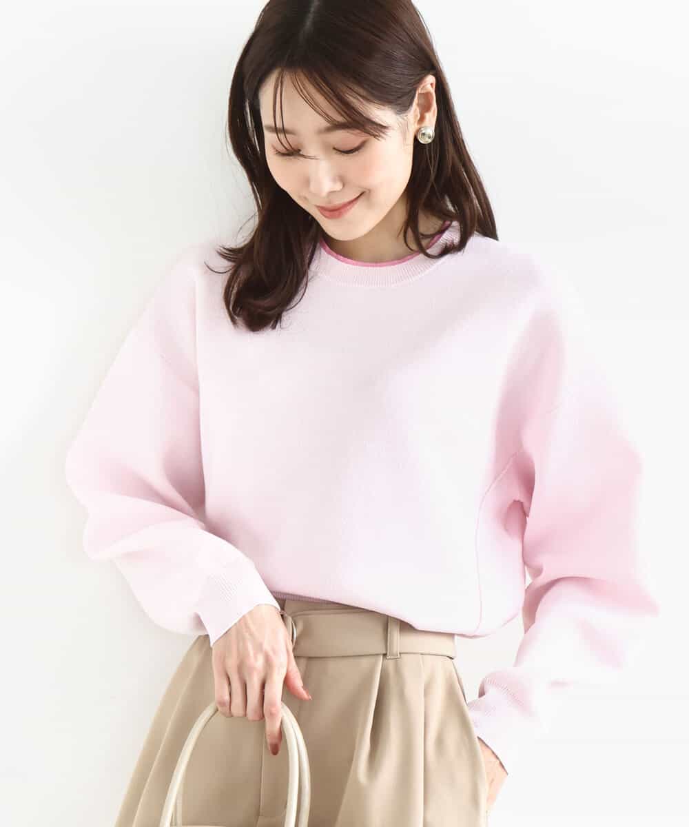 FKFDD15120 MK MICHEL KLEIN(MK ミッシェルクラン) [洗える]スウェットライククルーネックニット ピンク