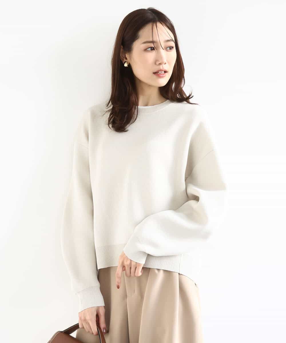 FKFDD15120 MK MICHEL KLEIN(MK ミッシェルクラン) [洗える]スウェットライククルーネックニット ベージュ