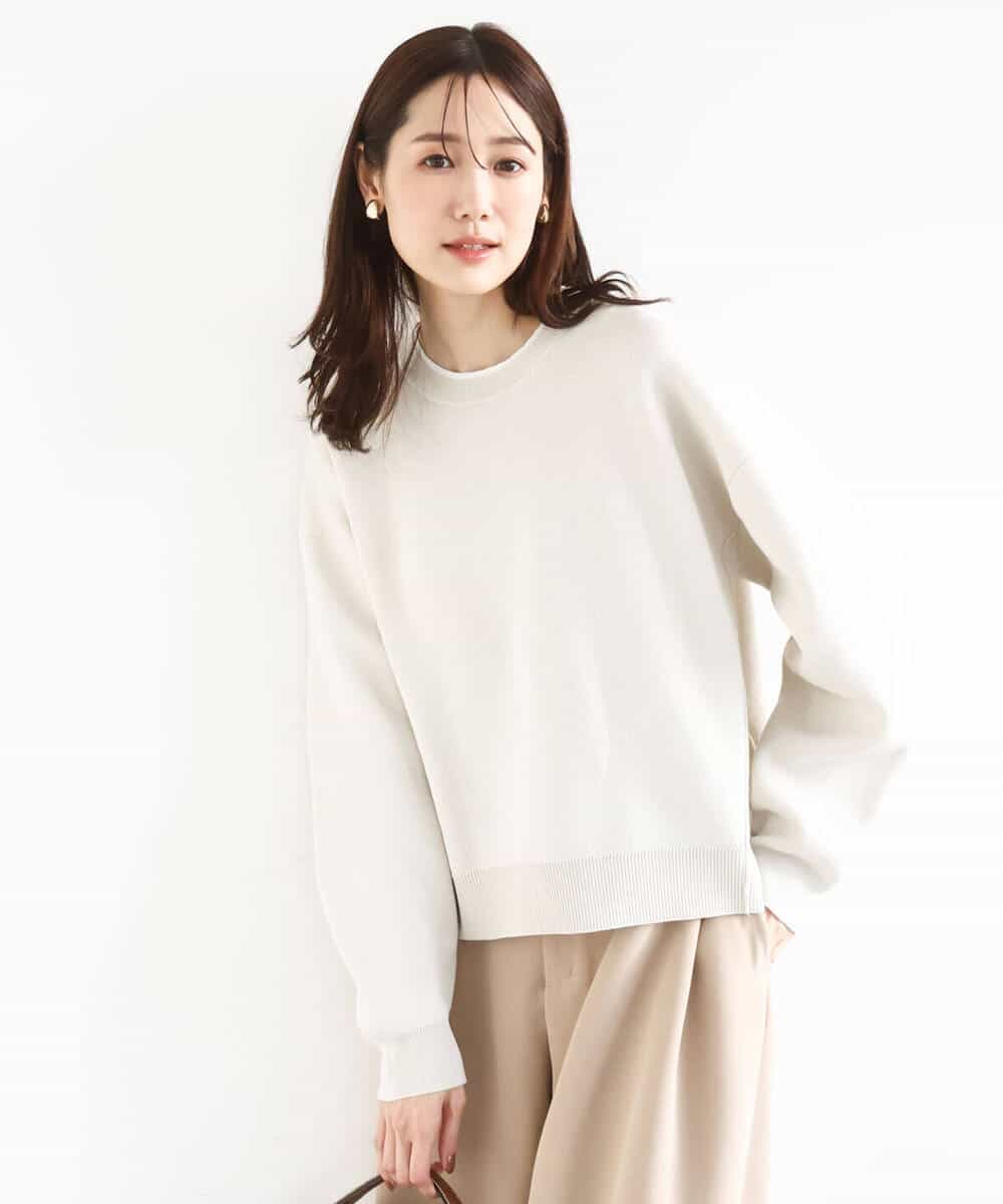 FKFDD15120 MK MICHEL KLEIN(MK ミッシェルクラン) [洗える]スウェットライククルーネックニット グレー