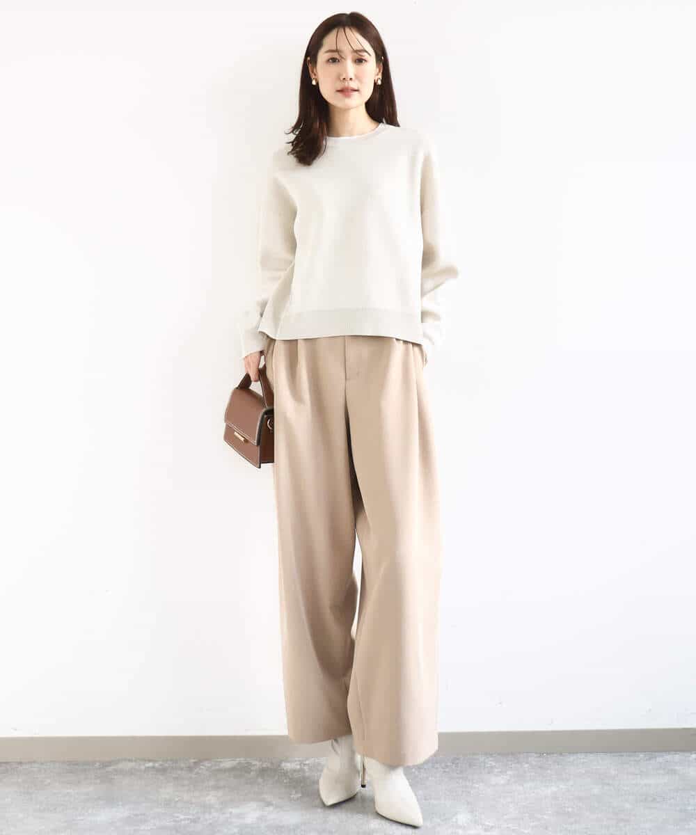 FKFDD15120 MK MICHEL KLEIN(MK ミッシェルクラン) [洗える]スウェットライククルーネックニット グレー