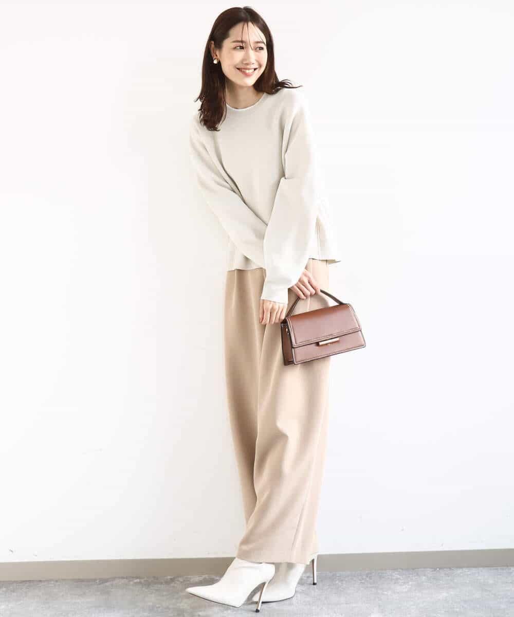 FKFDD15120 MK MICHEL KLEIN(MK ミッシェルクラン) [洗える]スウェットライククルーネックニット グレー
