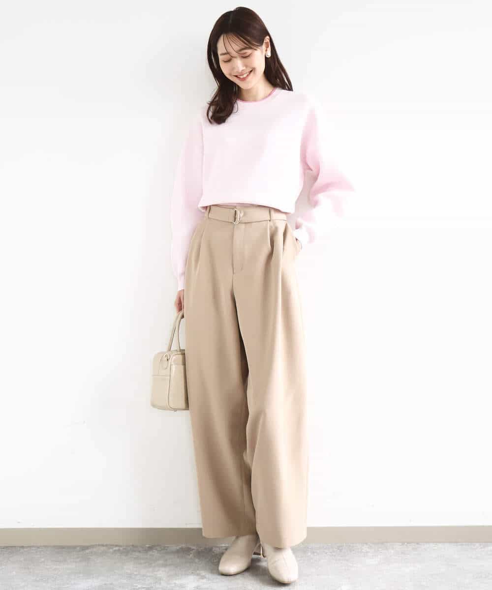 FKFDD15120 MK MICHEL KLEIN(MK ミッシェルクラン) [洗える]スウェットライククルーネックニット グレー