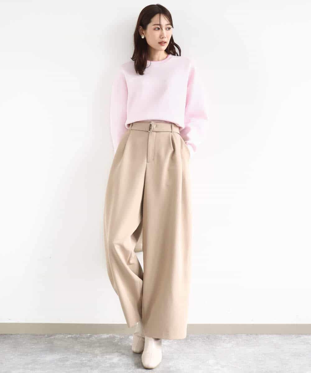 FKFDD15120 MK MICHEL KLEIN(MK ミッシェルクラン) [洗える]スウェットライククルーネックニット グレー