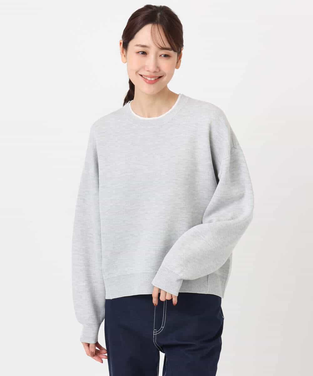 FKFDD15120 MK MICHEL KLEIN(MK ミッシェルクラン) [洗える]スウェットライククルーネックニット グレー