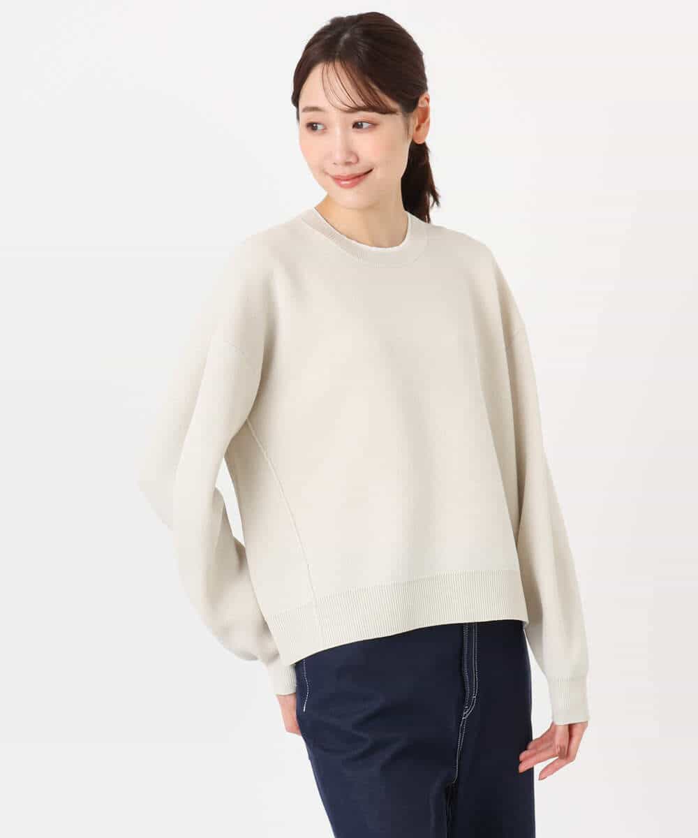 FKFDD15120 MK MICHEL KLEIN(MK ミッシェルクラン) [洗える]スウェットライククルーネックニット グレー