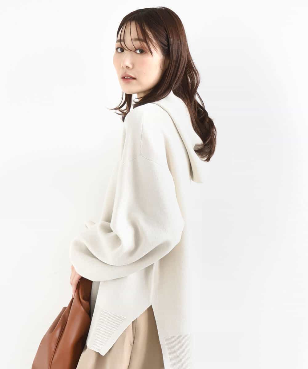 FKFDD16130 MK MICHEL KLEIN(MK ミッシェルクラン) [洗える]スウェットライクニットフーディー グレー