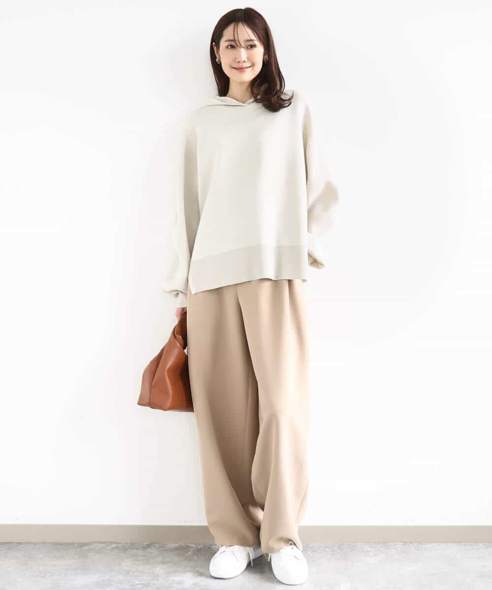 FKFDD16130 MK MICHEL KLEIN(MK ミッシェルクラン) [洗える]スウェットライクニットフーディー グレー