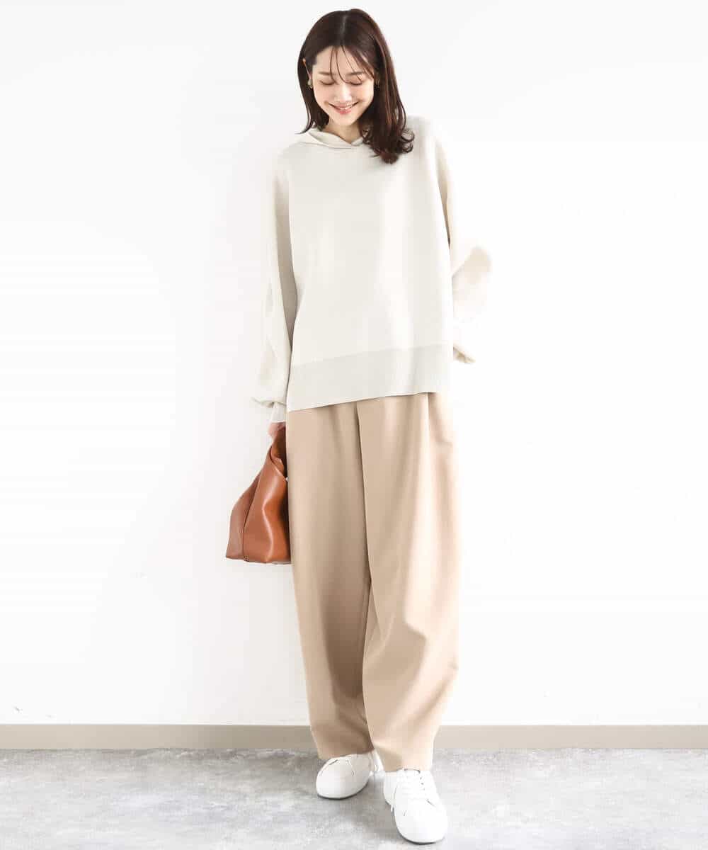 FKFDD16130 MK MICHEL KLEIN(MK ミッシェルクラン) [洗える]スウェットライクニットフーディー グレー