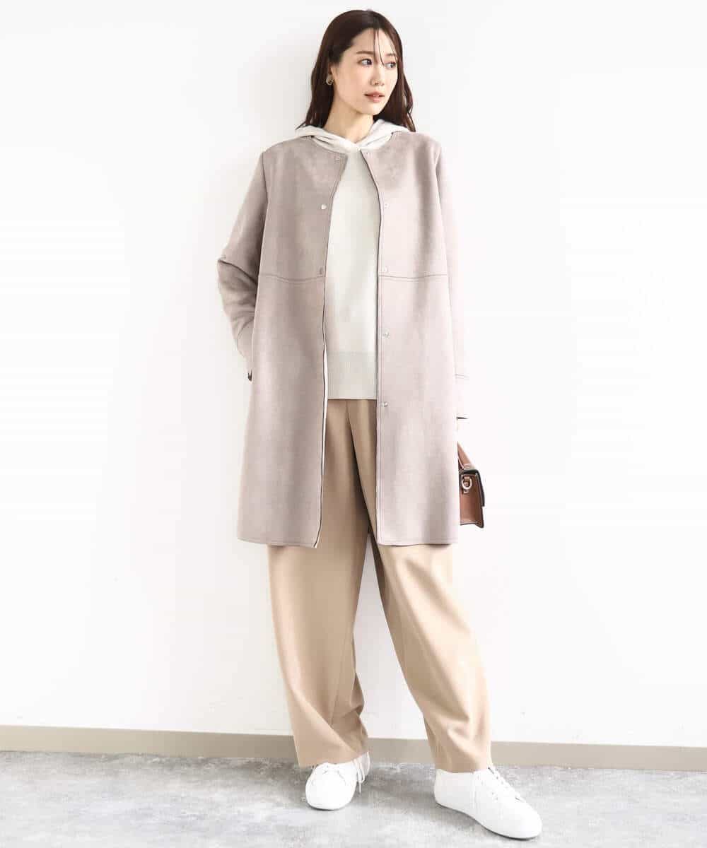 FKFDD16130 MK MICHEL KLEIN(MK ミッシェルクラン) [洗える]スウェットライクニットフーディー グレー