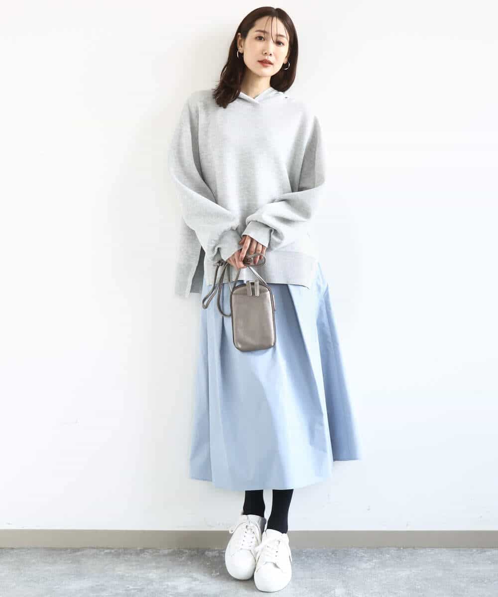 FKFDD16130 MK MICHEL KLEIN(MK ミッシェルクラン) [洗える]スウェットライクニットフーディー グレー