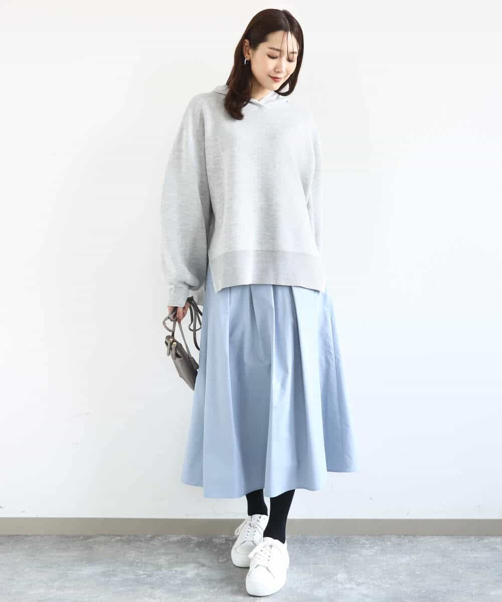 FKFDD16130 MK MICHEL KLEIN(MK ミッシェルクラン) [洗える]スウェットライクニットフーディー グレー