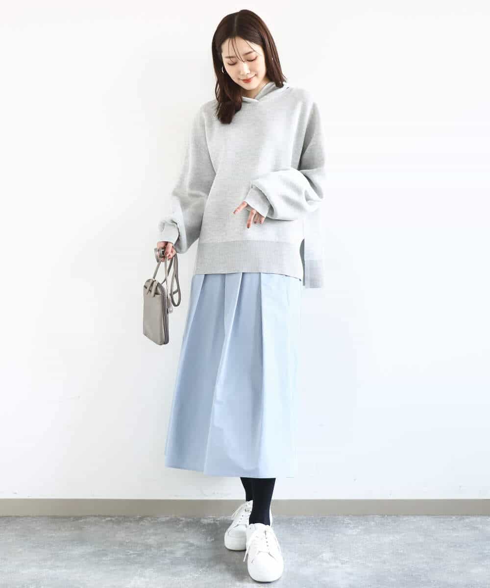 FKFDD16130 MK MICHEL KLEIN(MK ミッシェルクラン) [洗える]スウェットライクニットフーディー グレー