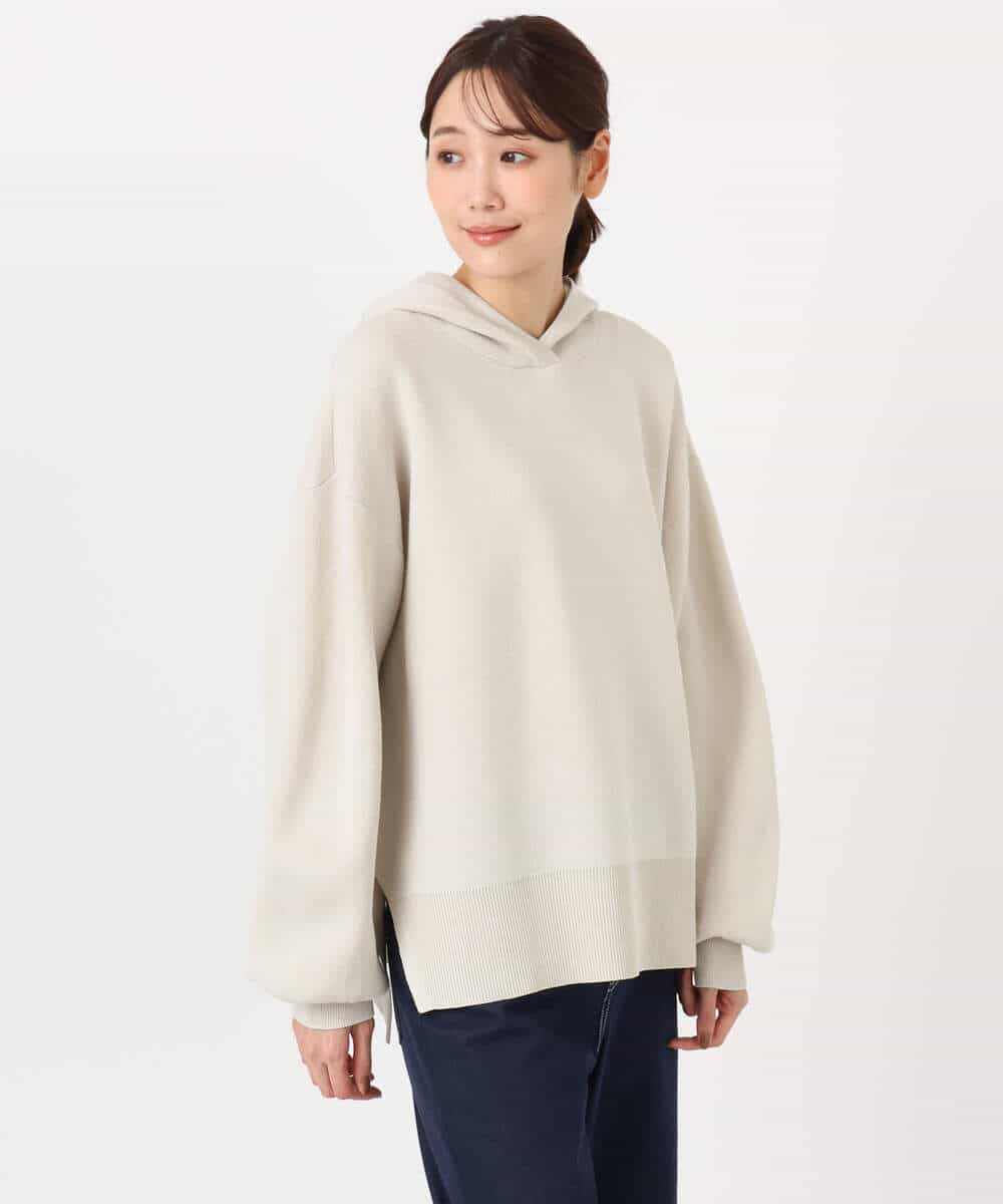 FKFDD16130 MK MICHEL KLEIN(MK ミッシェルクラン) [洗える]スウェットライクニットフーディー グレー