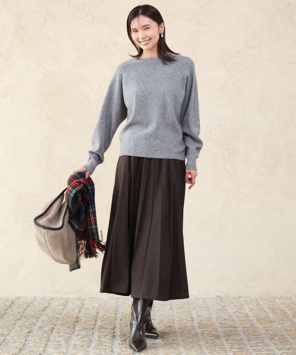 FKFDG67150 MK MICHEL KLEIN(MK ミッシェルクラン) [洗える]片畦編みラグランスリーブニット アイボリー