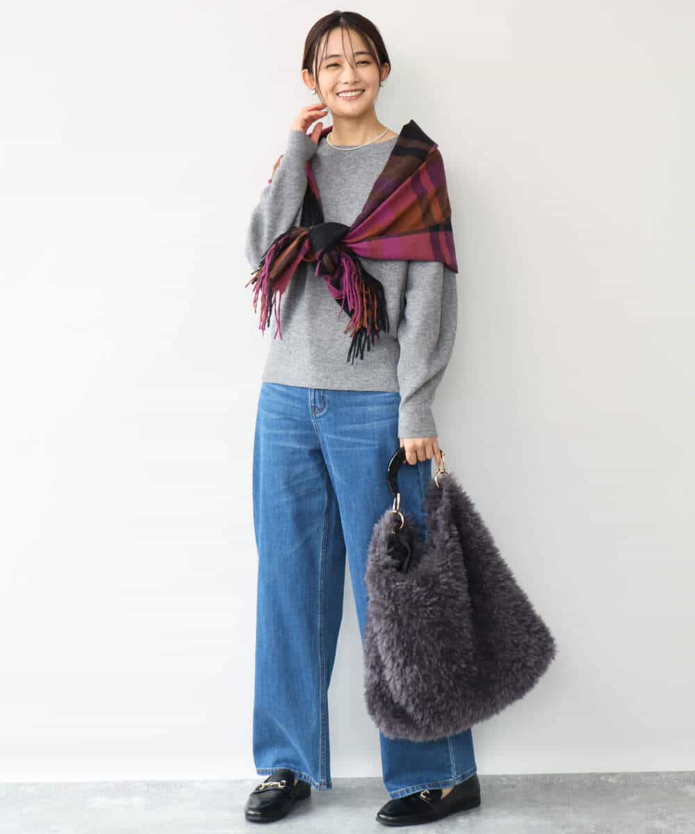 FKFDG67150 MK MICHEL KLEIN(MK ミッシェルクラン) [洗える]片畦編みラグランスリーブニット アイボリー