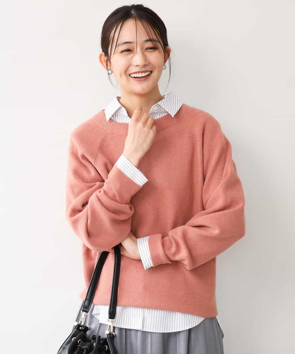 FKFDG67150 MK MICHEL KLEIN(MK ミッシェルクラン) [洗える]片畦編みラグランスリーブニット アイボリー