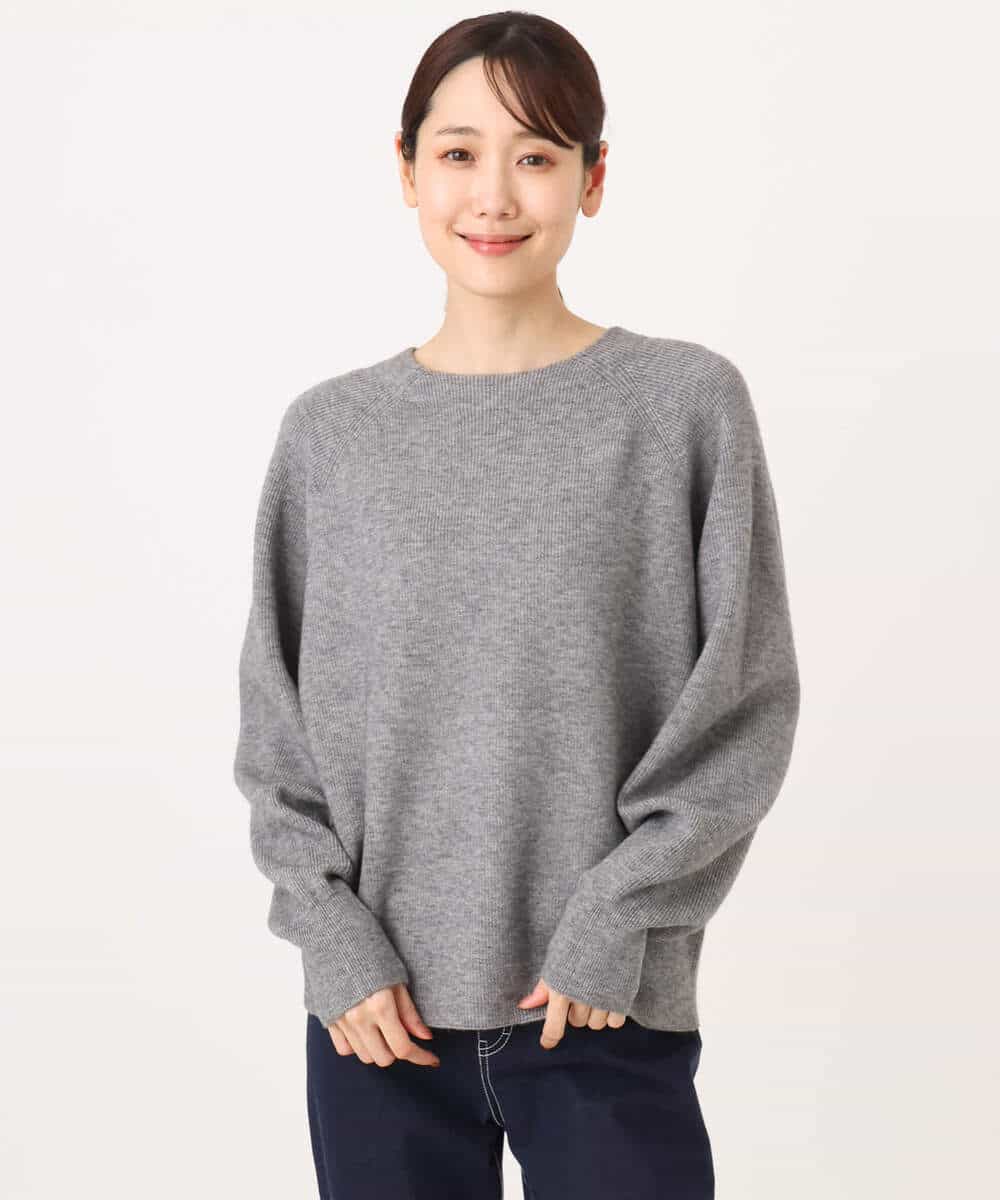 FKFDG67150 MK MICHEL KLEIN(MK ミッシェルクラン) [洗える]片畦編みラグランスリーブニット アイボリー