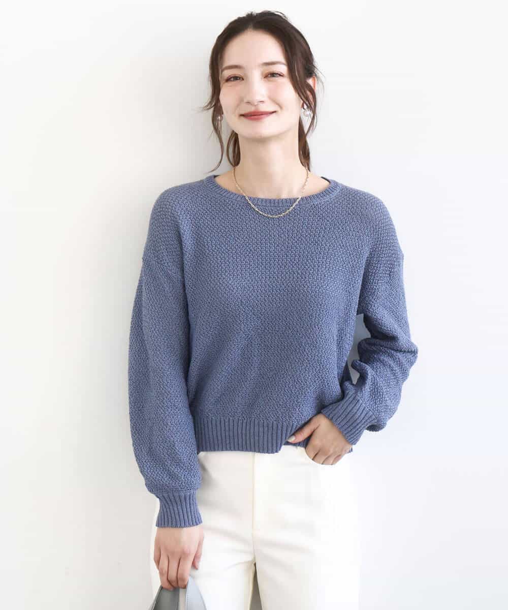 FKFFD23140 MK MICHEL KLEIN(MK ミッシェルクラン) [洗える]鹿の子編みニット ブルー