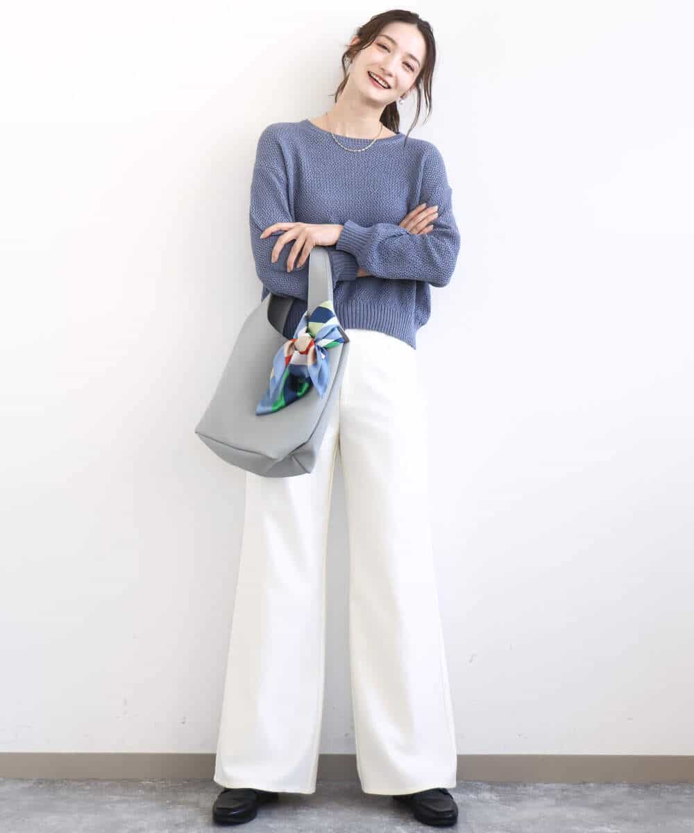 FKFFD23140 MK MICHEL KLEIN(MK ミッシェルクラン) [洗える]鹿の子編みニット ブルー