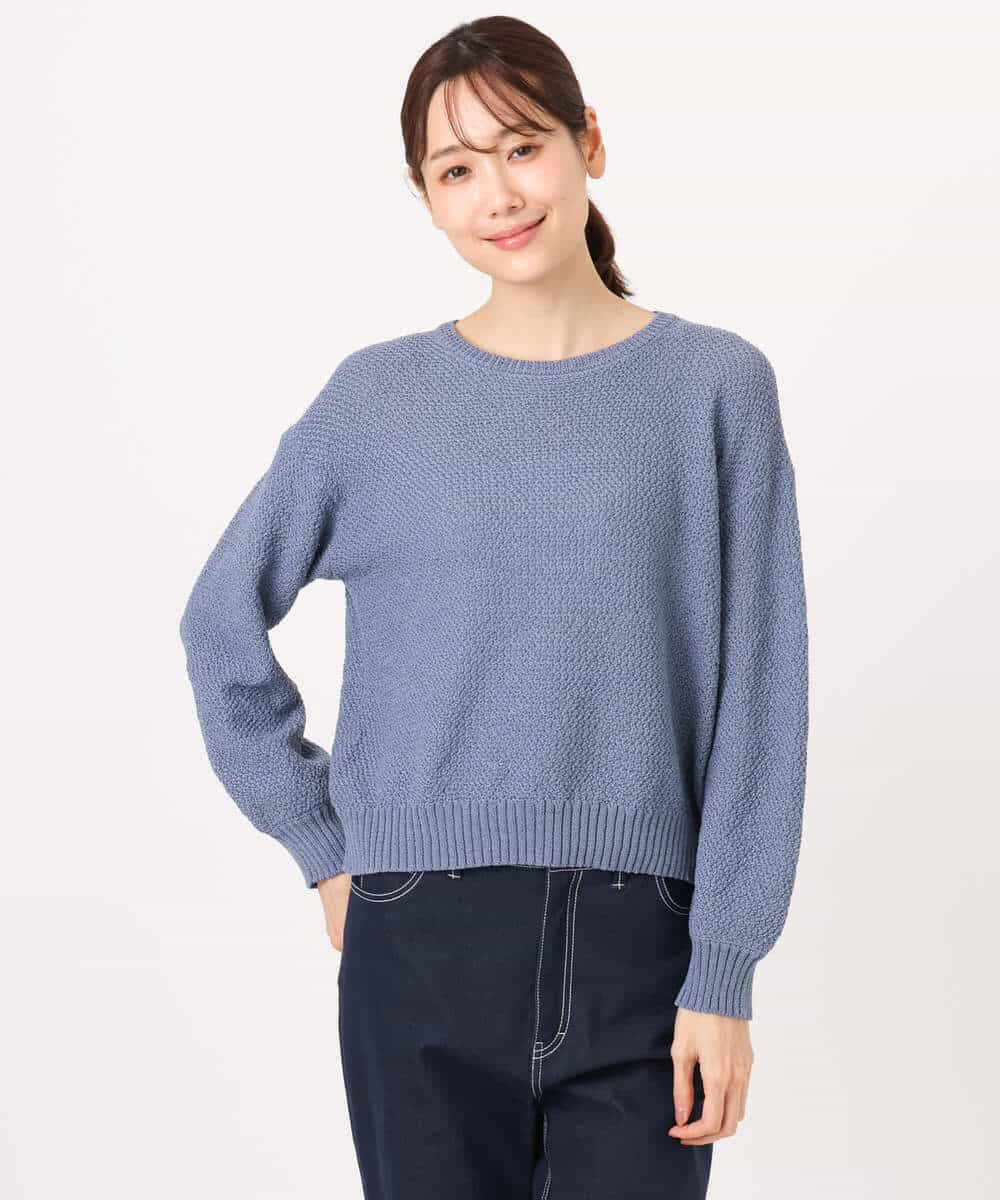 FKFFD23140 MK MICHEL KLEIN(MK ミッシェルクラン) [洗える]鹿の子編みニット ブルー