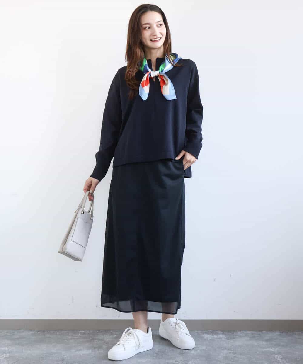 FKFFD24160 MK MICHEL KLEIN(MK ミッシェルクラン) [洗える]フロントファスナーデザインニット ライトグレー