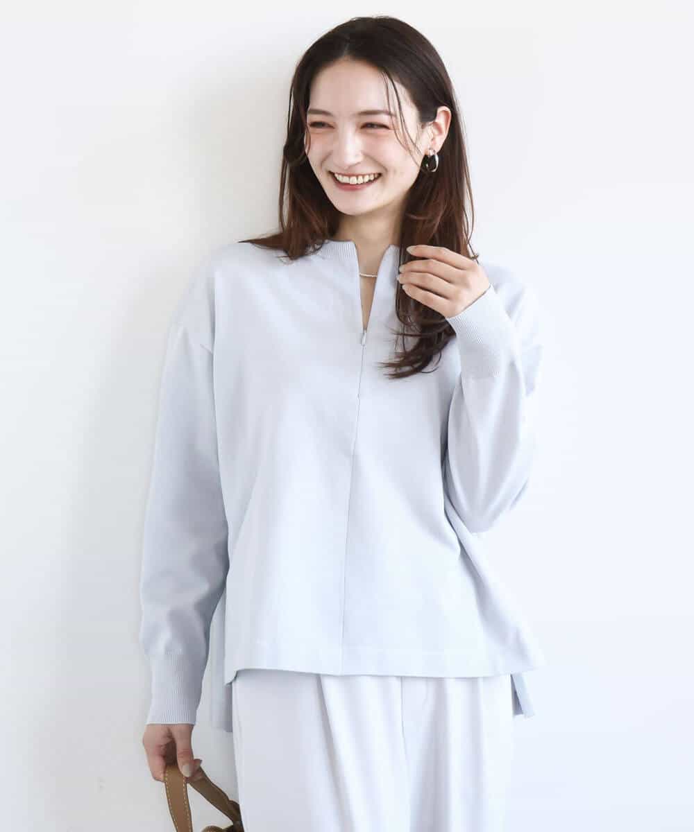 FKFFD24160 MK MICHEL KLEIN(MK ミッシェルクラン) [洗える]フロントファスナーデザインニット ライトグレー