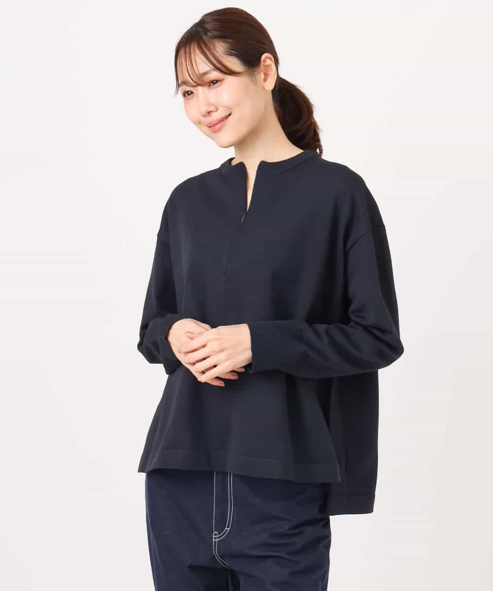 FKFFD24160 MK MICHEL KLEIN(MK ミッシェルクラン) [洗える]フロントファスナーデザインニット ライトグレー