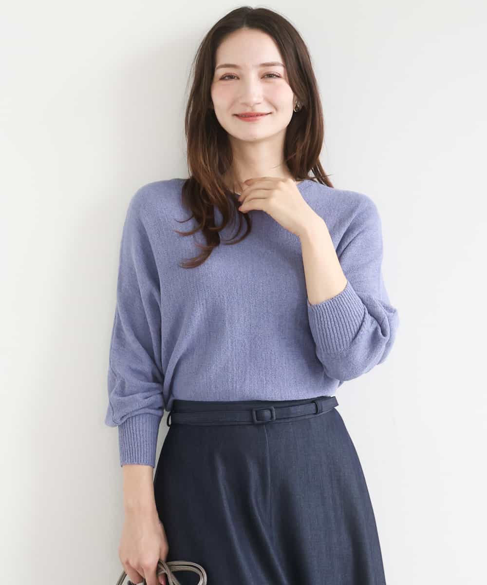 FKFGD32140 MK MICHEL KLEIN(MK ミッシェルクラン) [洗える]テープヤーンドルマンニット グレイッシュブルー