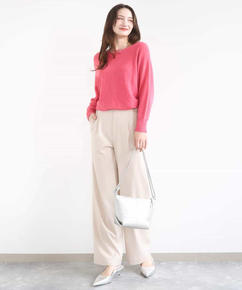 FKFGD32140 MK MICHEL KLEIN(MK ミッシェルクラン) [洗える]テープヤーンドルマンニット グレイッシュブルー