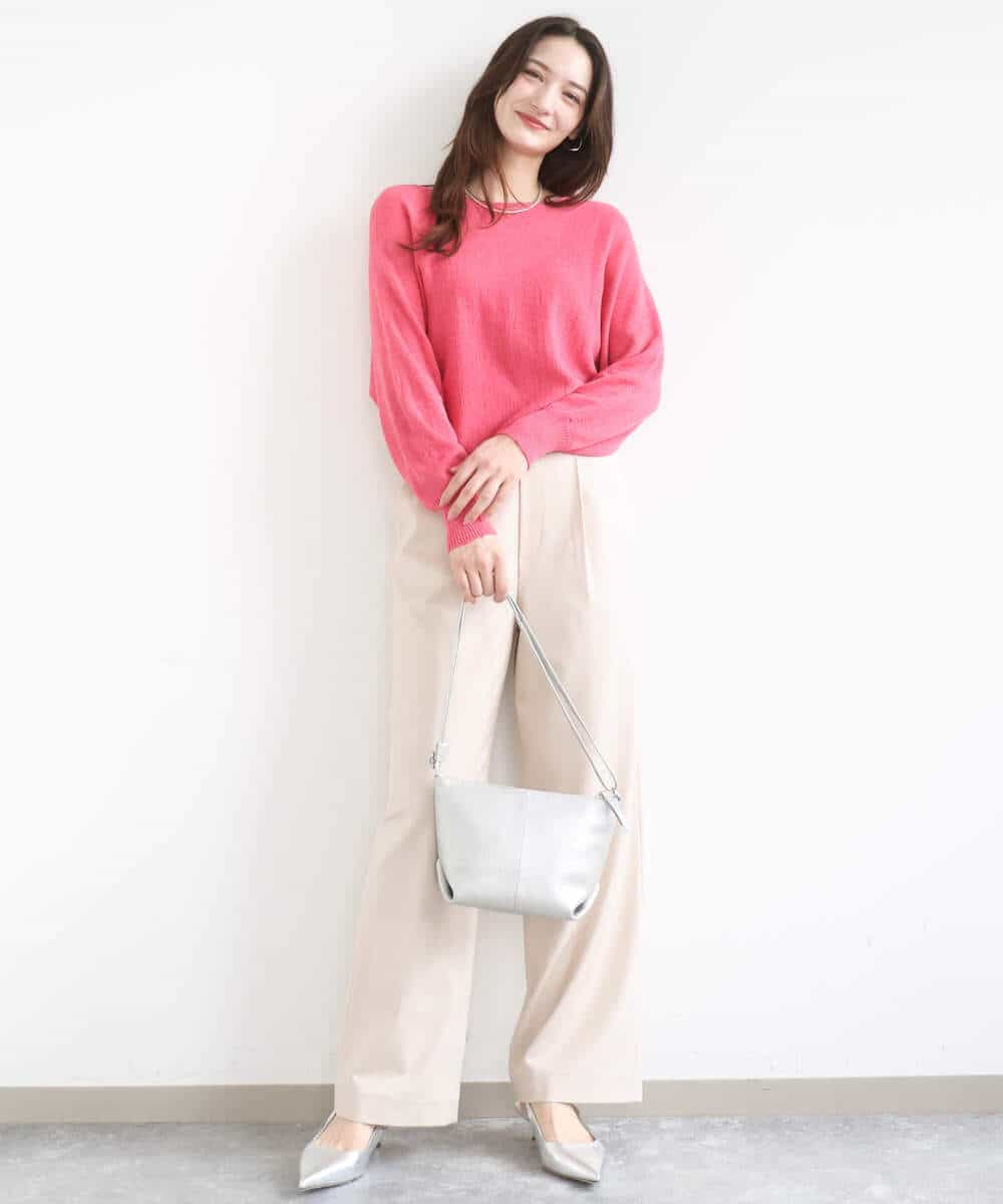 FKFGD32140 MK MICHEL KLEIN(MK ミッシェルクラン) [洗える]テープヤーンドルマンニット グレイッシュブルー