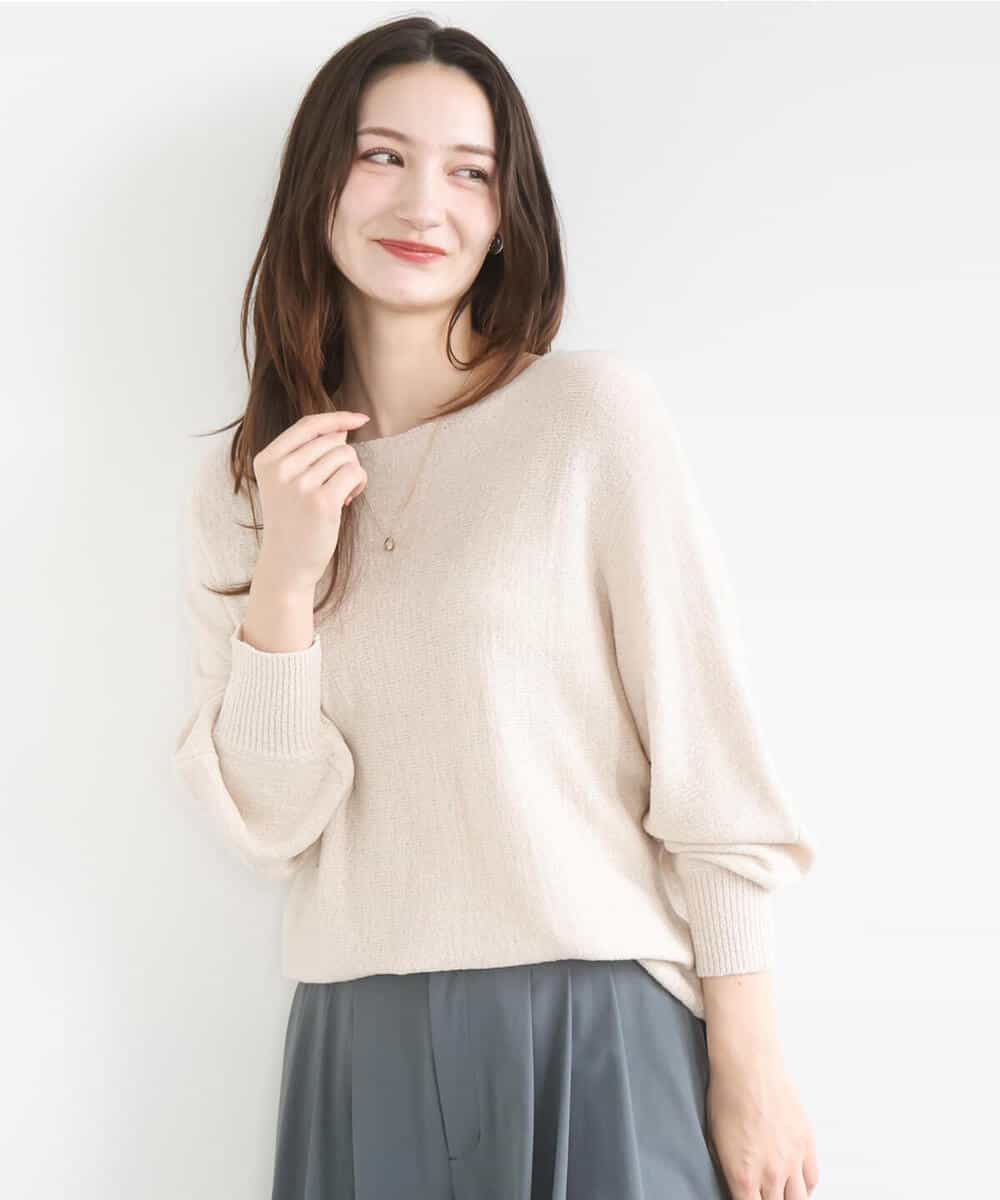 FKFGD32140 MK MICHEL KLEIN(MK ミッシェルクラン) [洗える]テープヤーンドルマンニット グレイッシュブルー