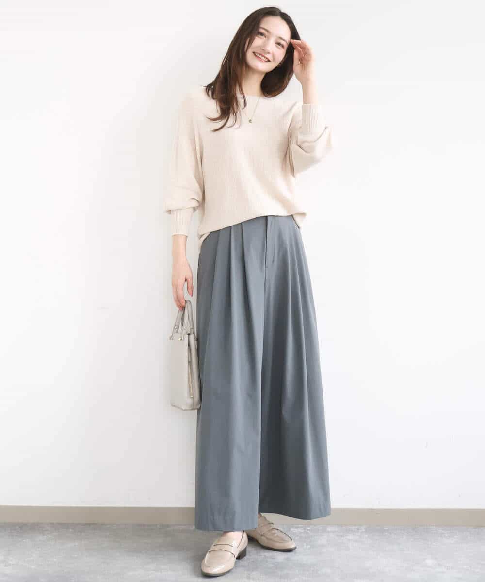 FKFGD32140 MK MICHEL KLEIN(MK ミッシェルクラン) [洗える]テープヤーンドルマンニット グレイッシュブルー