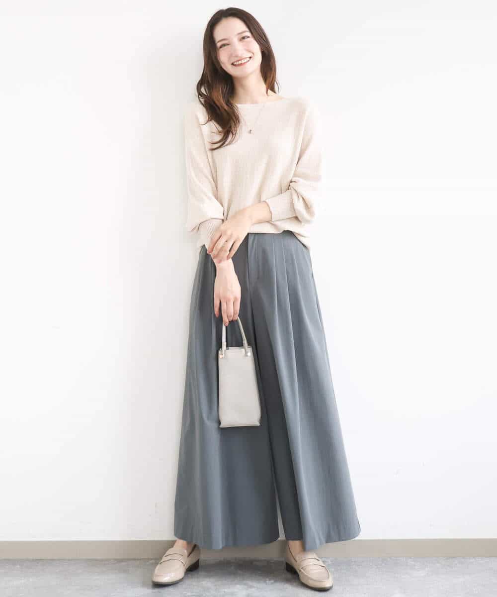 FKFGD32140 MK MICHEL KLEIN(MK ミッシェルクラン) [洗える]テープヤーンドルマンニット グレイッシュブルー