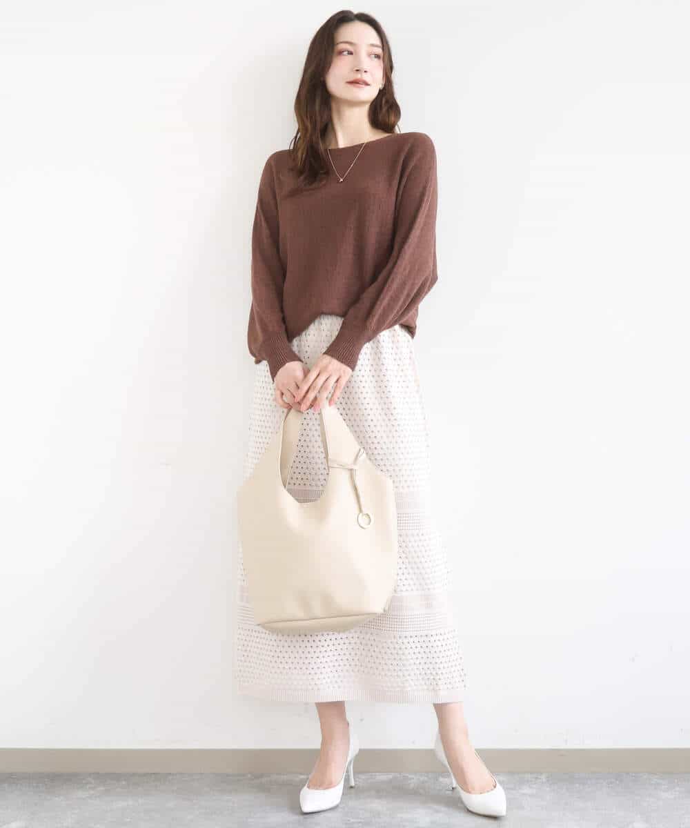 FKFGD32140 MK MICHEL KLEIN(MK ミッシェルクラン) [洗える]テープヤーンドルマンニット グレイッシュブルー
