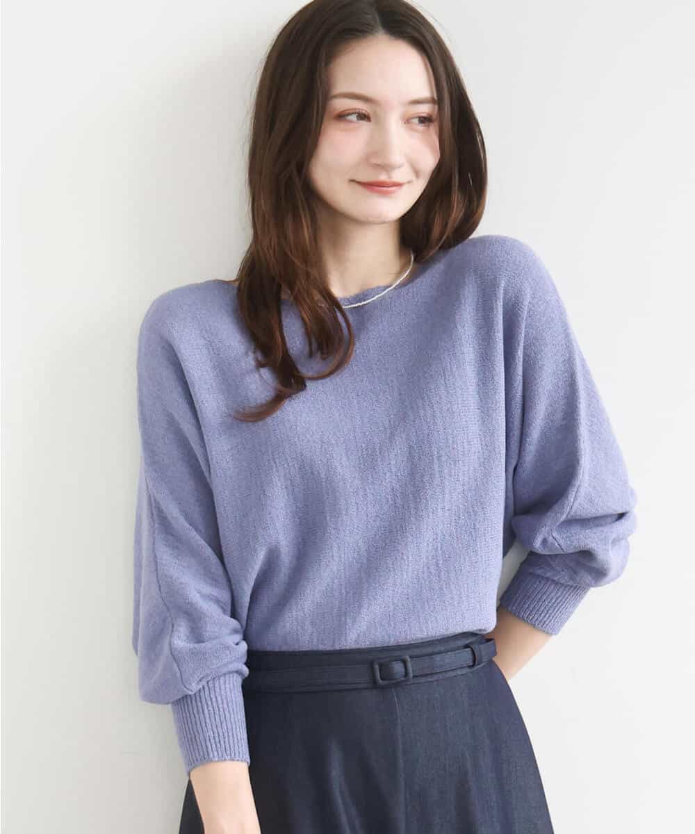 FKFGD32140 MK MICHEL KLEIN(MK ミッシェルクラン) [洗える]テープヤーンドルマンニット グレイッシュブルー