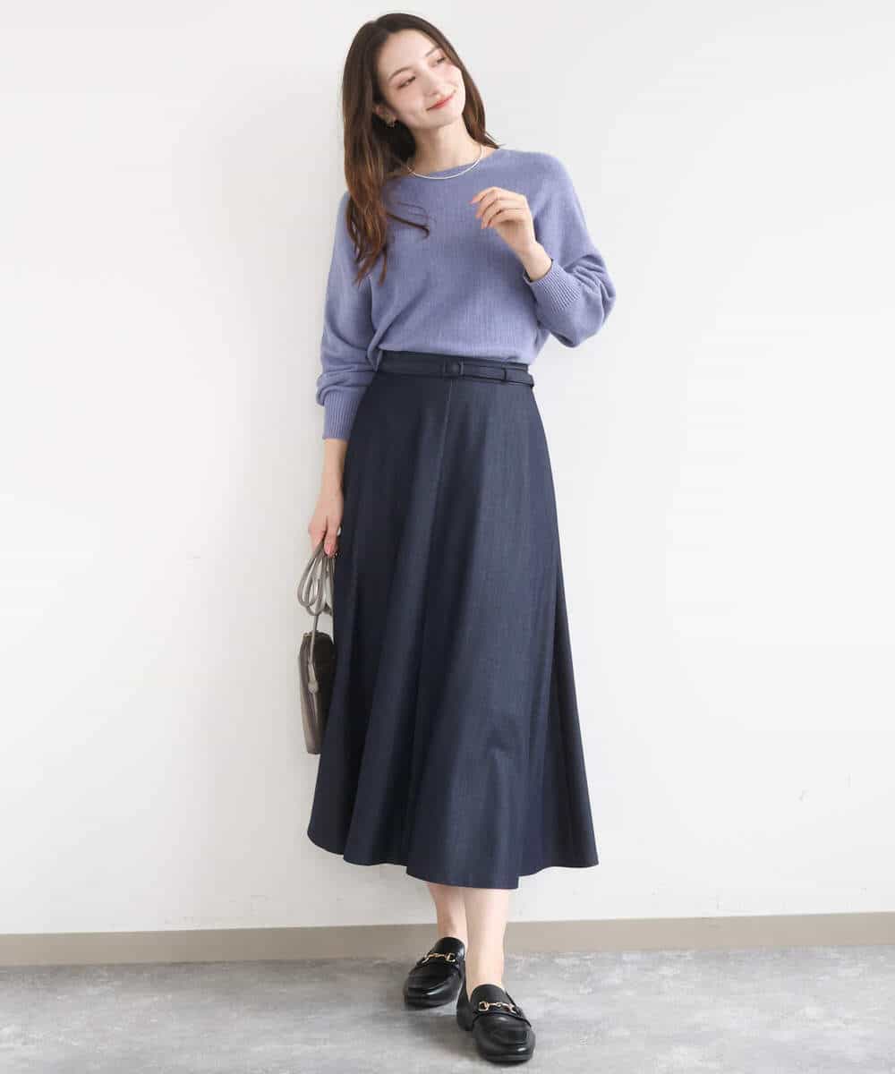 FKFGD32140 MK MICHEL KLEIN(MK ミッシェルクラン) [洗える]テープヤーンドルマンニット グレイッシュブルー