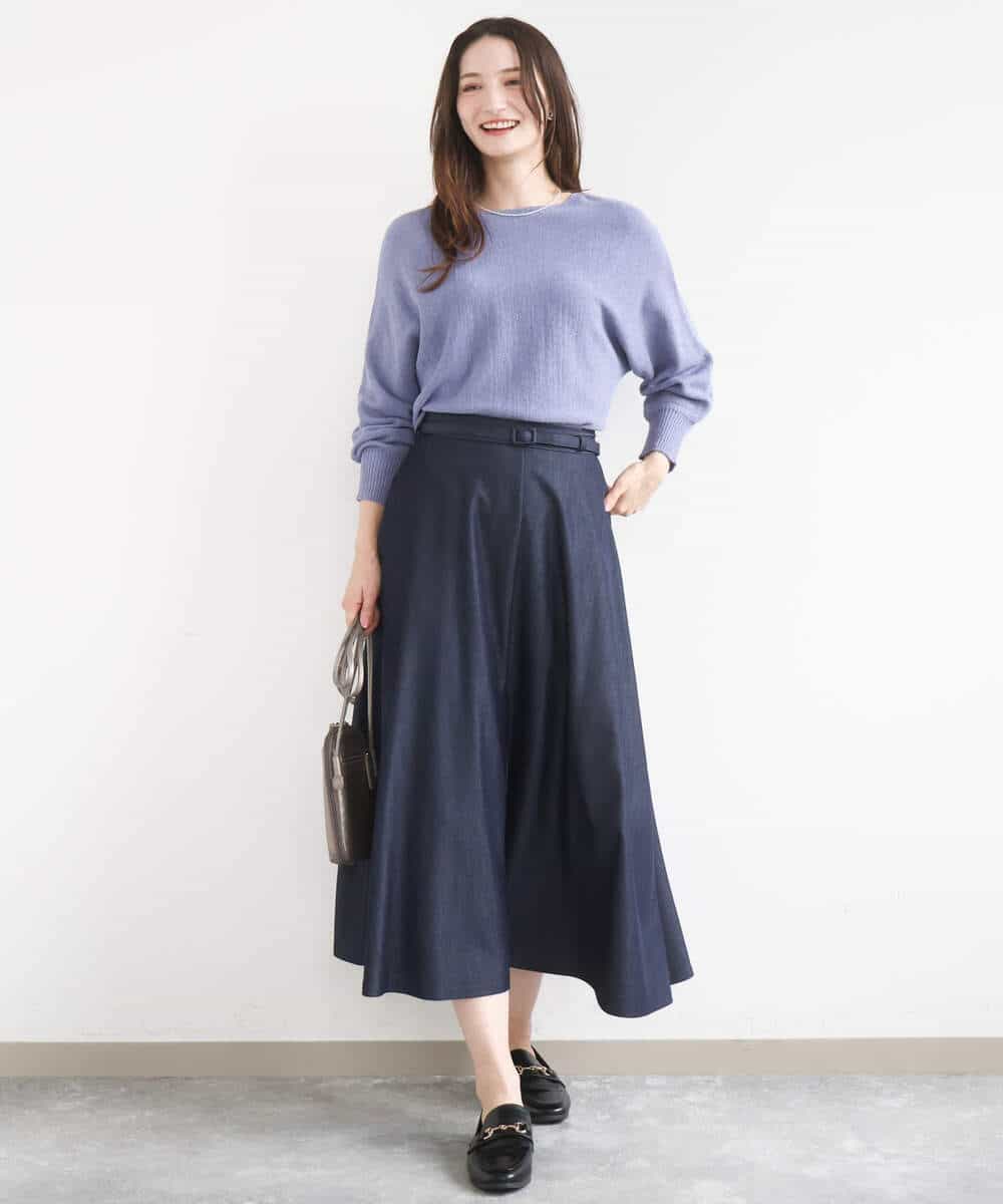 FKFGD32140 MK MICHEL KLEIN(MK ミッシェルクラン) [洗える]テープヤーンドルマンニット グレイッシュブルー