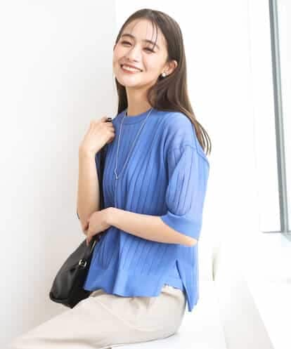 FKFGD43160 MK MICHEL KLEIN [洗える]ワイドリブシアーニット×タンクトップ ツインセット