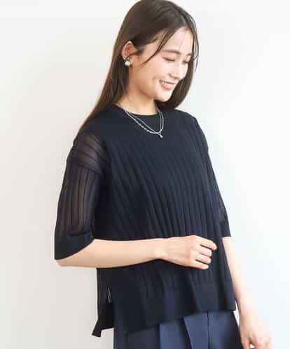 FKFGD43160 MK MICHEL KLEIN [洗える]ワイドリブシアーニット×タンクトップ ツインセット