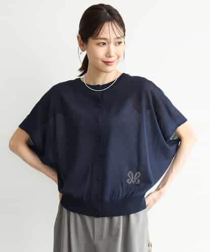 FKFJD21140 MK MICHEL KLEIN [洗える]前後2wayラメロゴデザイン シアーニット