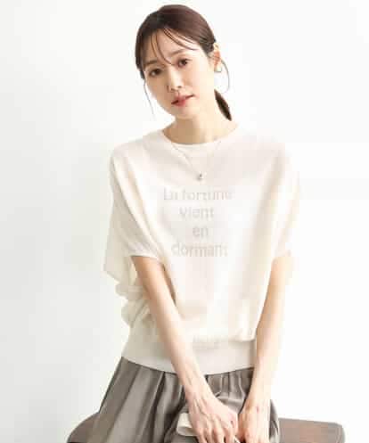 FKFJD21140 MK MICHEL KLEIN [洗える]前後2wayラメロゴデザイン シアーニット