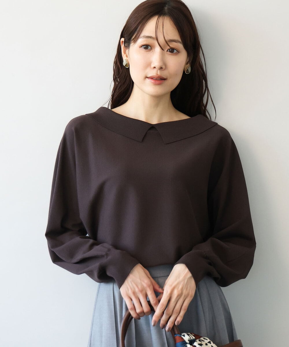 FKFJD34140 MK MICHEL KLEIN(MK ミッシェルクラン) [洗える/前後2way]ロールネックカラードルマンニット アイボリー