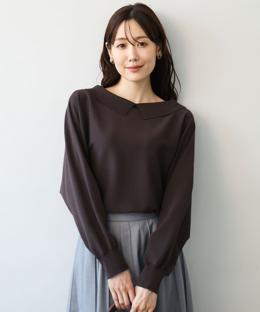 FKFJD34140 MK MICHEL KLEIN(MK ミッシェルクラン) [洗える/前後2way]ロールネックカラードルマンニット アイボリー