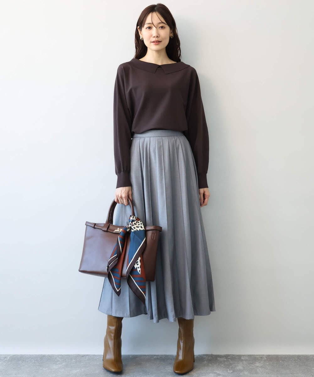 FKFJD34140 MK MICHEL KLEIN(MK ミッシェルクラン) [洗える/前後2way]ロールネックカラードルマンニット アイボリー