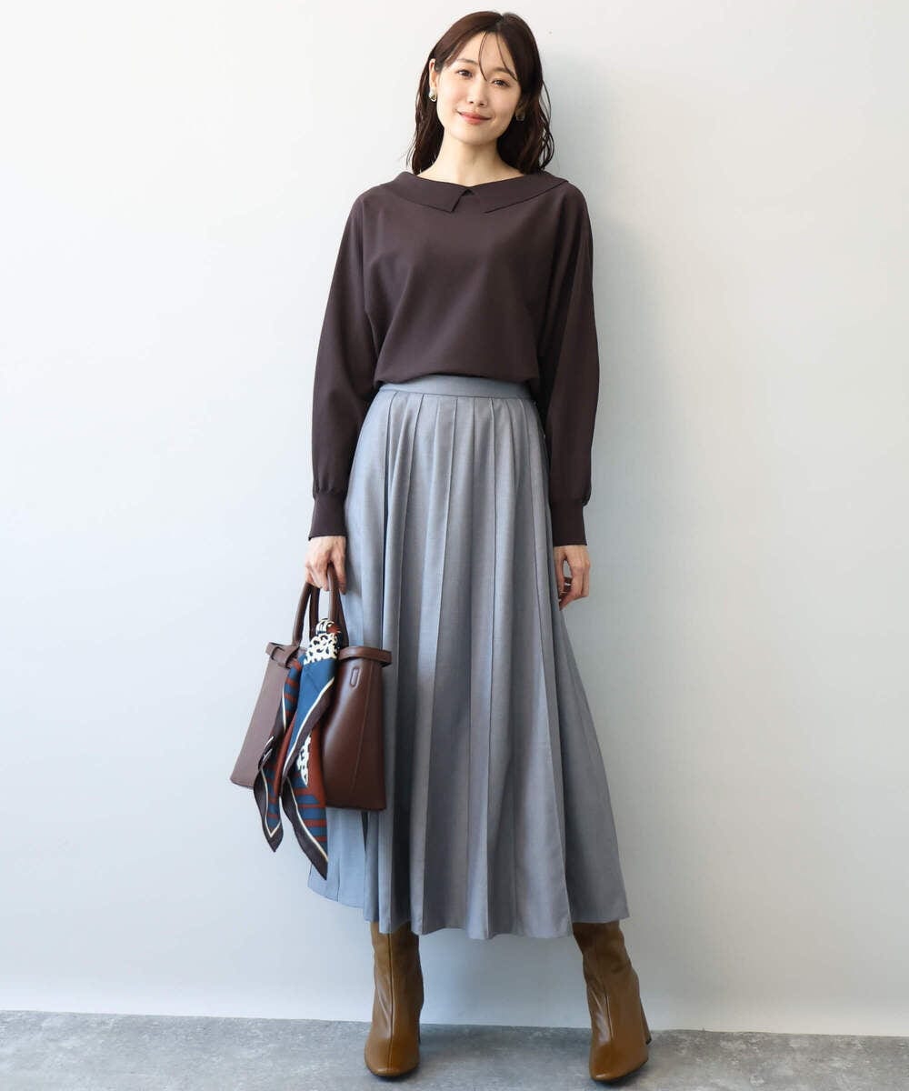 FKFJD34140 MK MICHEL KLEIN(MK ミッシェルクラン) [洗える/前後2way]ロールネックカラードルマンニット アイボリー