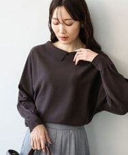 FKFJD34140 MK MICHEL KLEIN(MK ミッシェルクラン) [洗える/前後2way]ロールネックカラードルマンニット ブラウン