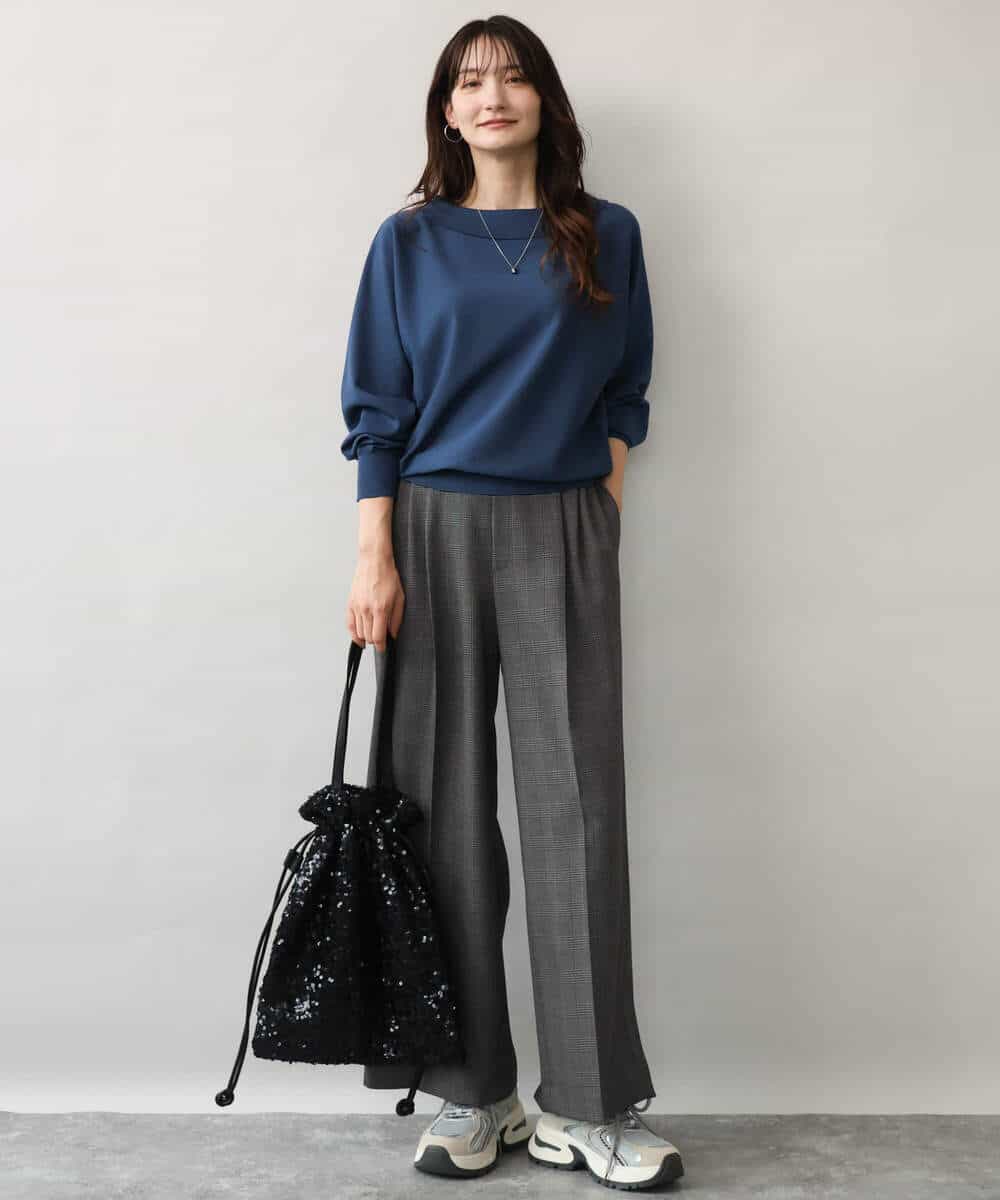 FKFJD34140 MK MICHEL KLEIN(MK ミッシェルクラン) [洗える/前後2way]ロールネックカラードルマンニット アイボリー