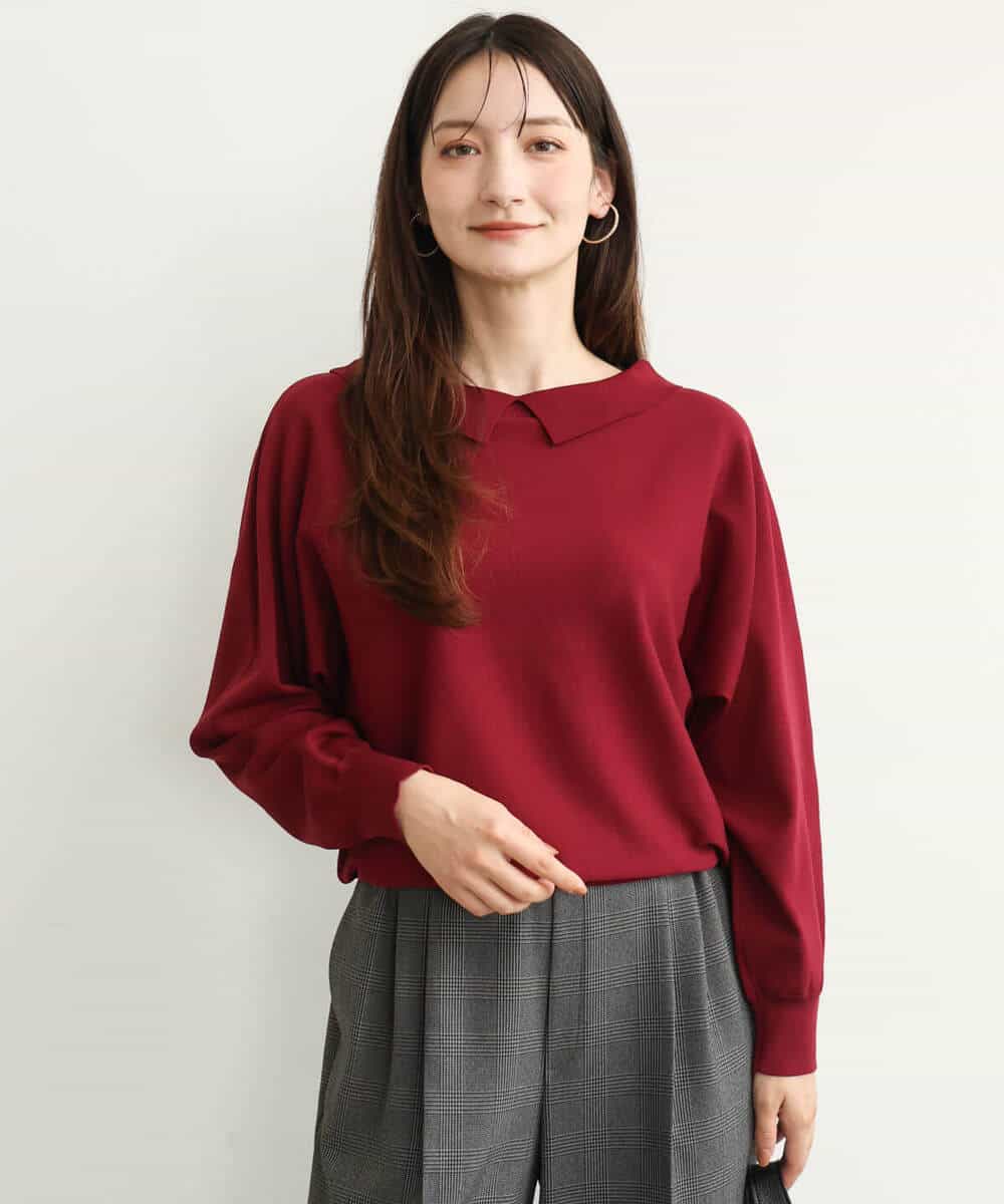FKFJD34140 MK MICHEL KLEIN(MK ミッシェルクラン) [洗える/前後2way]ロールネックカラードルマンニット アイボリー
