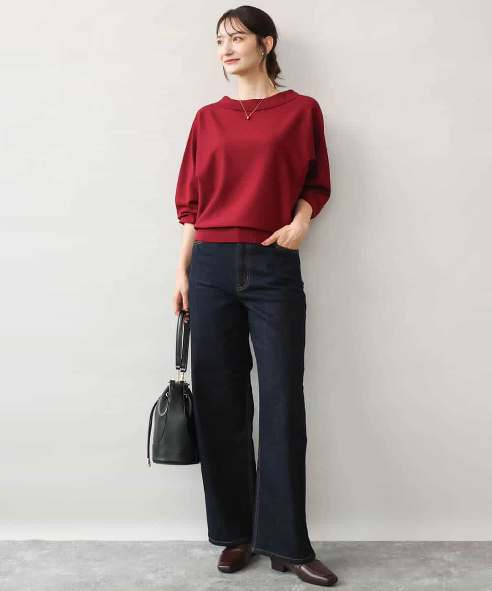 FKFJD34140 MK MICHEL KLEIN(MK ミッシェルクラン) [洗える/前後2way]ロールネックカラードルマンニット アイボリー